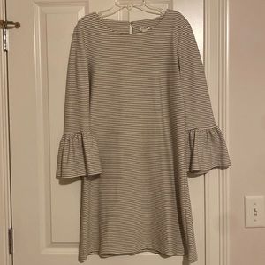 JCrew striped flutter sleeve dress